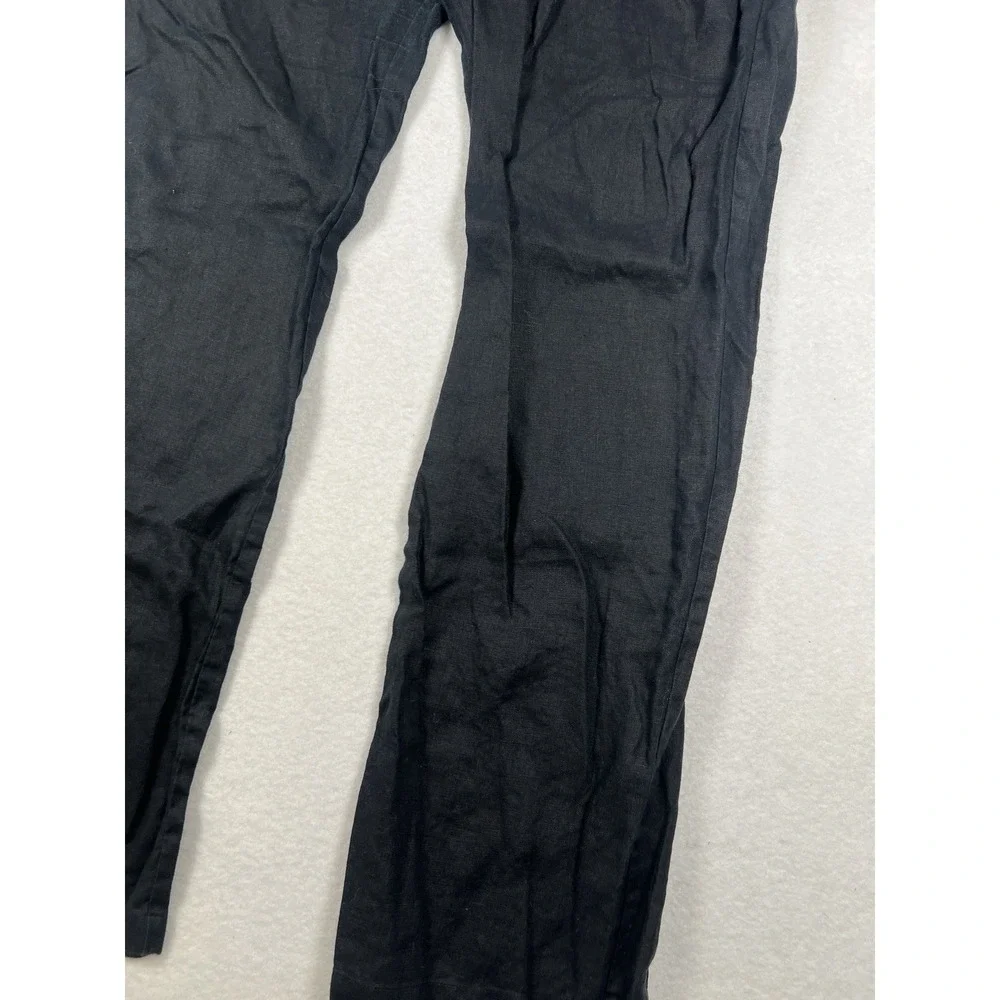 Reformation 100%‎ Linen Pants Women's 6 Black Straight Leg High Rise Pleated Zip